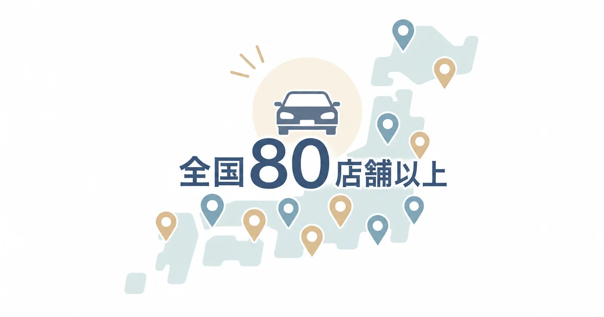 スカイレンタカーの全国80店舗以上の展開を示す図解