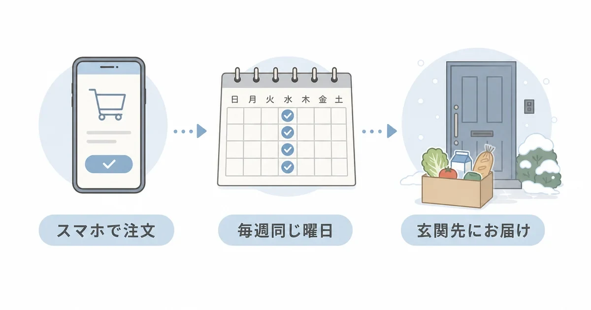 週1回決まった曜日に玄関先へ届く宅配のしくみ