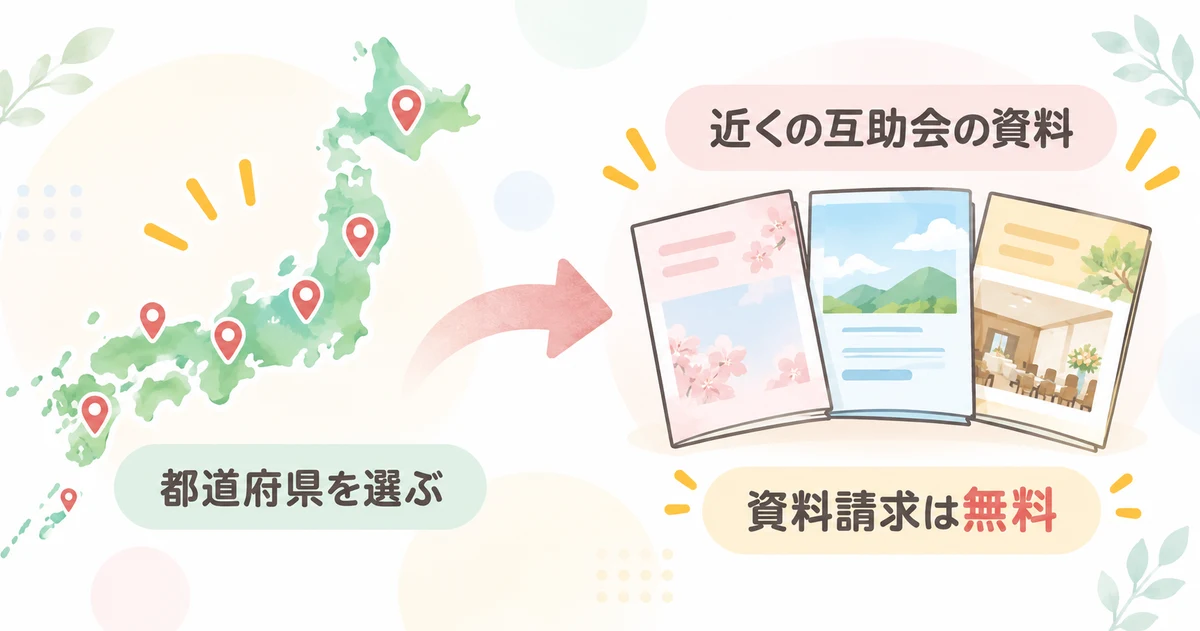 都道府県を選ぶだけで近くの互助会の資料を取り寄せられる仕組み